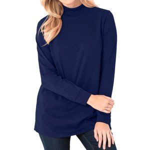 Blue Mock Turtleneck Long-Sleeve Top 2X